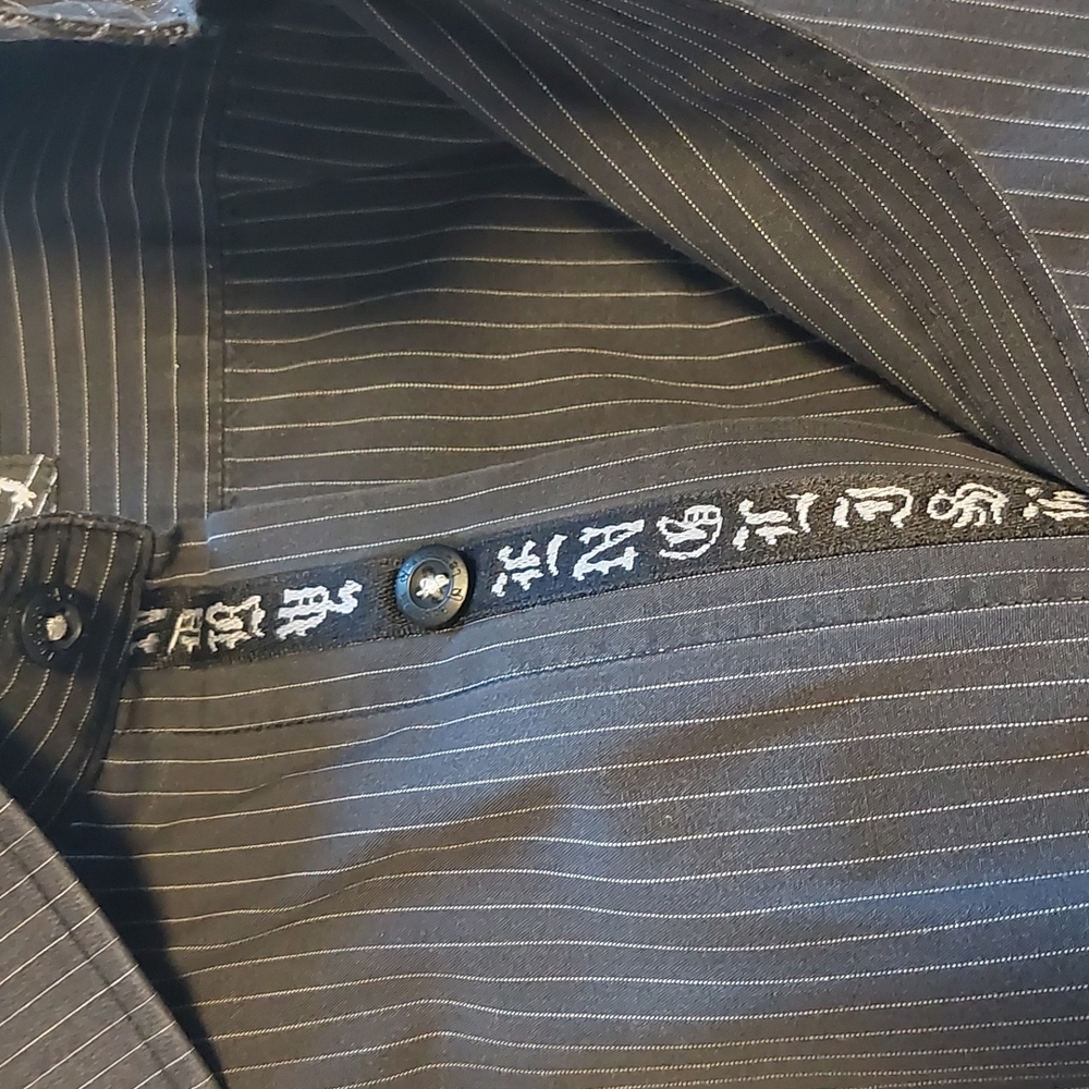 Mens English Laundry dress shirt in black with white pinstripe, size XL - Picture 8 of 9
